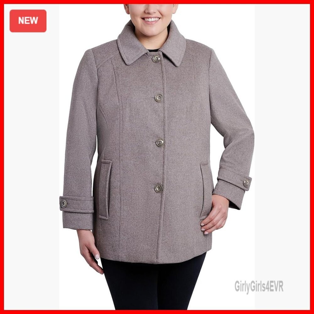 Single-Breasted Wool Pea Coat with Scarf, Women's Winter Coat